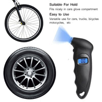 Ferramenta de teste de medidor de pressão de ar de pneu LCD digital portátil para carro, moto, bicicleta.