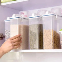【Vendas quentes】Recipiente de Armazenamento de Alimentos com Copo Medidor, Cozinha À Prova de Umidade e À Prova de Insetos À Prova de Poeira