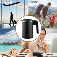 Chaleira elétrica de viagem, chá, café, 800ml, aço inoxidável, portátil e smart