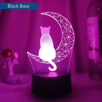 Mais recente luz noturna acrílica 3D led lua e gato