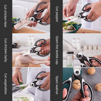 Tesoura de aço inoxidável para cozinha Multifuncional para corte de osso, uso doméstico, Asas de frango, Picador de peixe, Abridor de garrafas e muito mais