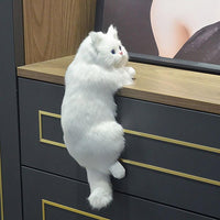 Gato peludo realista, simulação fofa, estatuetas de animais, decoração em casa, modelo de gatinho.