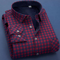 Camisa de manga comprida plus veludo grosso xadrez de alta qualidade