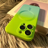 Capa de Luxo com padrão gradiente de carga sem fio para iPhone de silicone magnético macio
