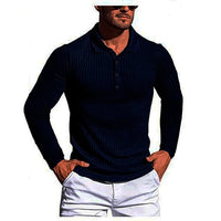 Camisa confortável masculina de mangas compridas, top elástico alto.