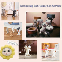 Suporte de fone de ouvido gato dançante para AirPods