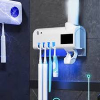 Dispensador e aplicador automático de pasta de dente antibacteriano com porta-escovas para uso no banheiro