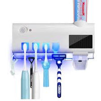 Dispensador e aplicador automático de pasta de dente antibacteriano com porta-escovas para uso no banheiro