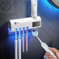 Dispensador e aplicador automático de pasta de dente antibacteriano com porta-escovas para uso no banheiro