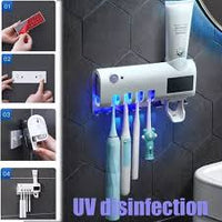 Dispensador e aplicador automático de pasta de dente antibacteriano com porta-escovas para uso no banheiro