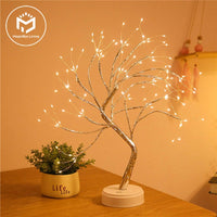 Mini árvore com Luz noturna led com fio de cobre guirlanda lâmpada com decoração luz de fadas