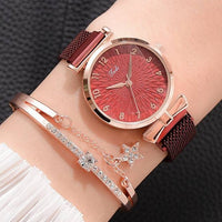 Luxo feminino pulseira relógios de quartzo