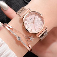 Luxo feminino pulseira relógios de quartzo
