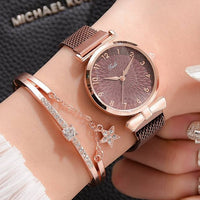 Luxo feminino pulseira relógios de quartzo
