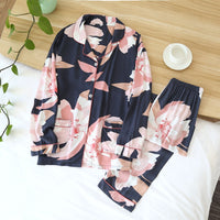 Pijama Outono/ Inverno Novo 100% viscose calças de manga comprida