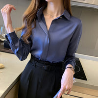 Camisa Feminina de Seda Manga Comprida