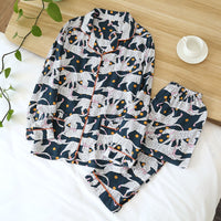 Pijama Outono/ Inverno Novo 100% viscose calças de manga comprida