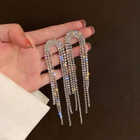 Brincos de Luxo borla longa de cristal