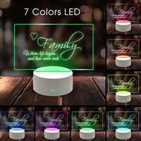 Quadro de anotações luz noturna led criativa com caneta