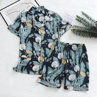 Pijama Outono/ Inverno Novo 100% viscose calças de manga comprida
