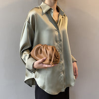 Moda outono/ inverno Camisa Social de Seda