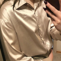 Moda outono/ inverno Camisa Social de Seda