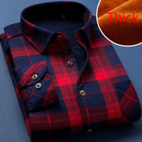 Camisa de manga comprida plus veludo grosso xadrez de alta qualidade