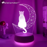 Mais recente luz noturna acrílica 3D led lua e gato
