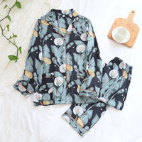 Pijama Outono/ Inverno Novo 100% viscose calças de manga comprida