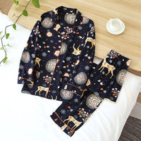 Pijama Outono/ Inverno Novo 100% viscose calças de manga comprida