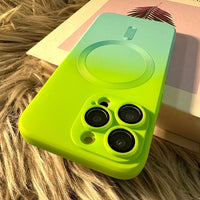 Capa de Luxo com padrão gradiente de carga sem fio para iPhone de silicone magnético macio