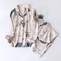 Pijama Outono/ Inverno Novo 100% viscose calças de manga comprida