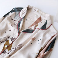 Pijama Outono/ Inverno Novo 100% viscose calças de manga comprida