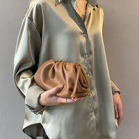 Moda outono/ inverno Camisa Social de Seda