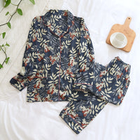 Pijama Outono/ Inverno Novo 100% viscose calças de manga comprida