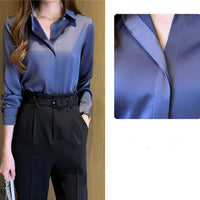 Camisa Feminina de Seda Manga Comprida