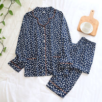 Pijama Outono/ Inverno Novo 100% viscose calças de manga comprida