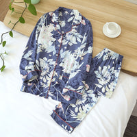 Pijama Outono/ Inverno Novo 100% viscose calças de manga comprida