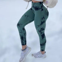 Legging feminina tie dye para academia sem costura