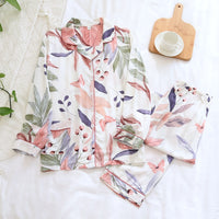Pijama Outono/ Inverno Novo 100% viscose calças de manga comprida