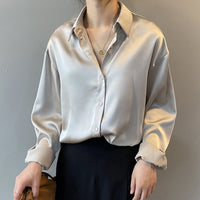 Moda outono/ inverno Camisa Social de Seda