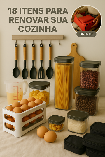 COMBO 8 - ORGANIZAÇÃO COMPLETA DA SUA COZINHA- COM 18 PRODUTOS