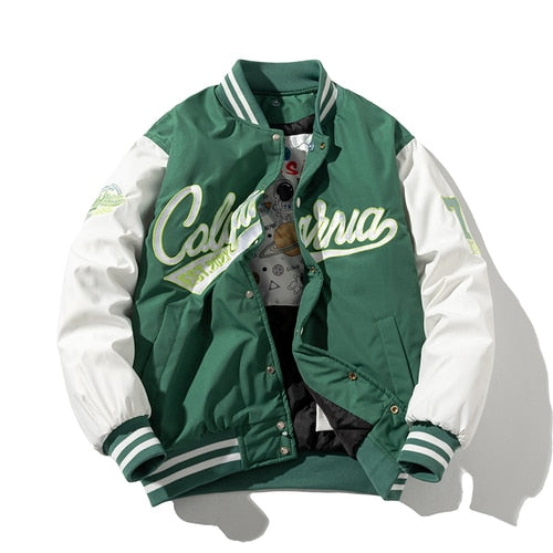 Jaqueta bordada vintage moda street com capuz