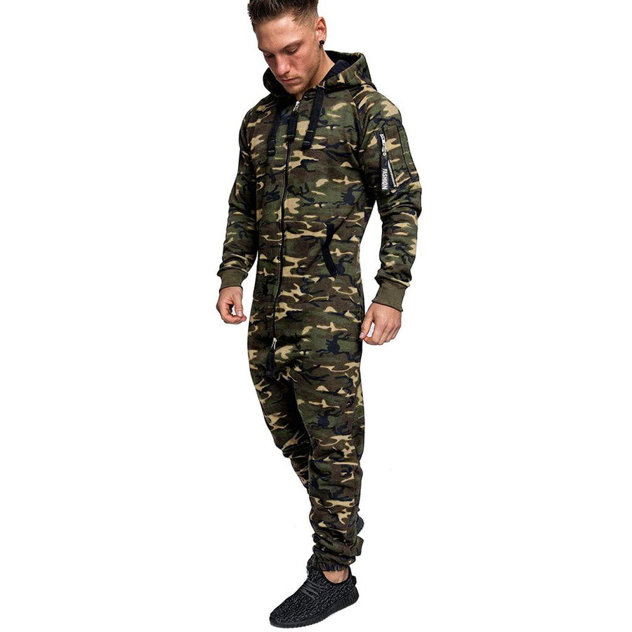 Conjunto Camuflagem Splicing Manga Longa Com Capuz