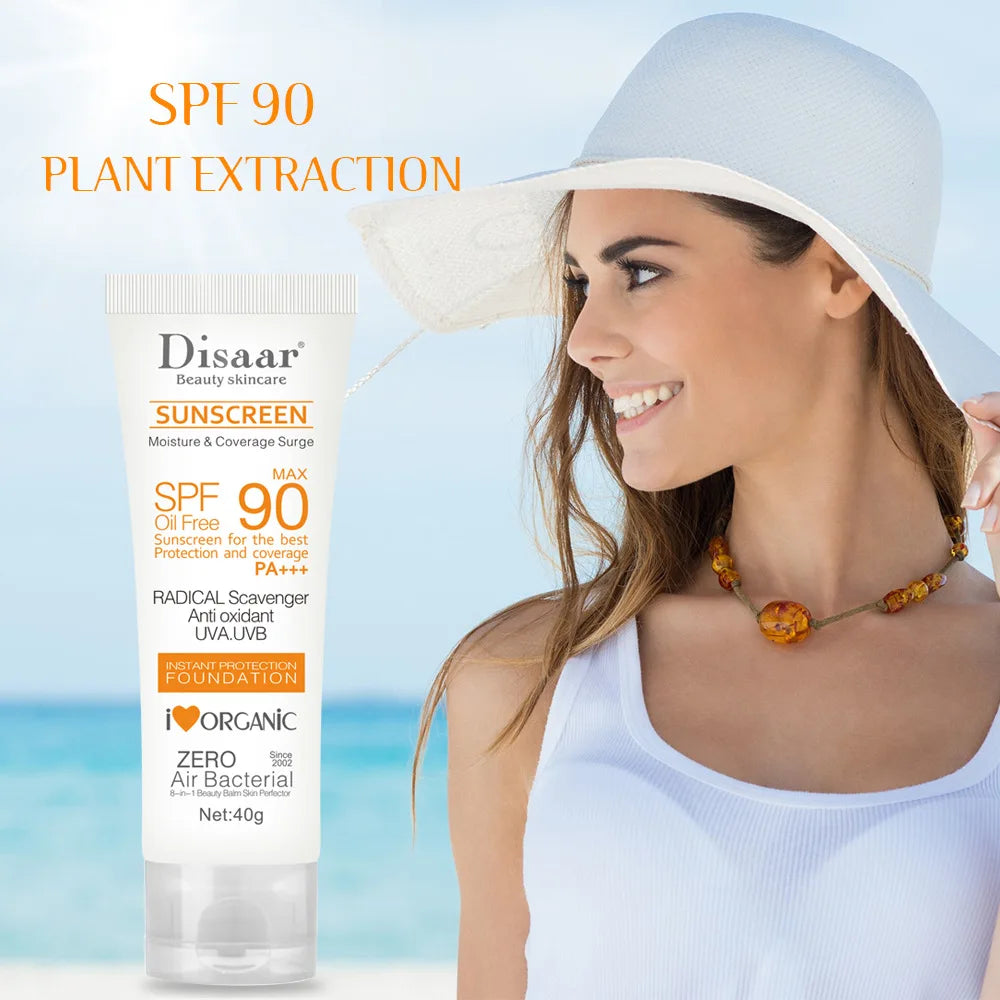 Protetor solar corporal e facial, para clareamento da pele, anti-envelhecimento e hidratante spf90