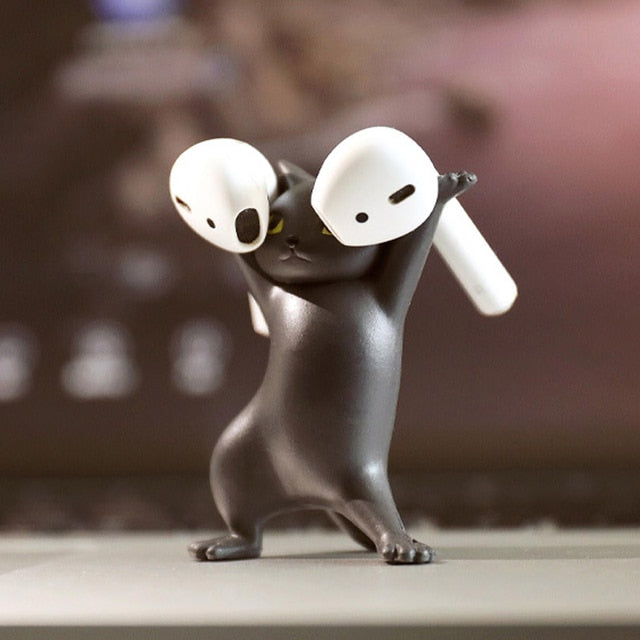 Suporte de fone de ouvido gato dançante para AirPods