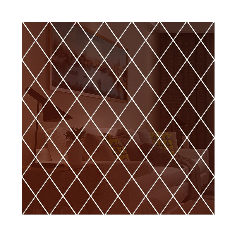 Espelho 3D Adesivo de Parede formato Diamantes Triângulos.