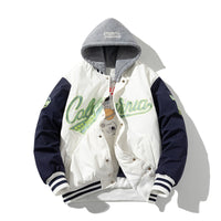 Jaqueta bordada vintage moda street com capuz