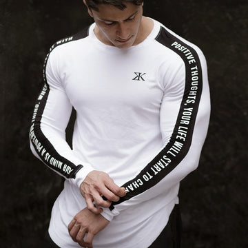 Bodybuilding Camisa de Manga Comprida Casual Moda Skinny