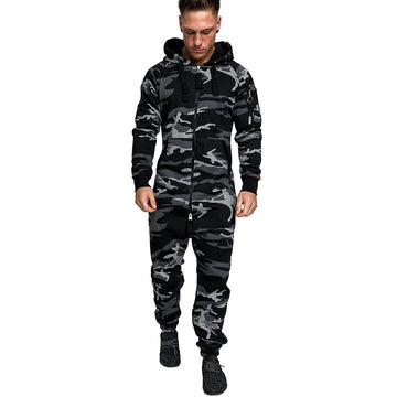 Conjunto Camuflagem Splicing Manga Longa Com Capuz